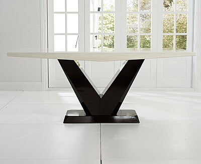 57 Marble Top Dining Table Set with Six Chairs