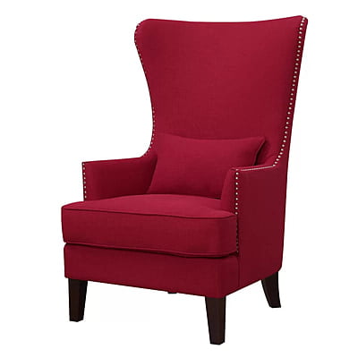 Vikinterio High back Upholstered Wingback Chair in Red Cherry Fabric
