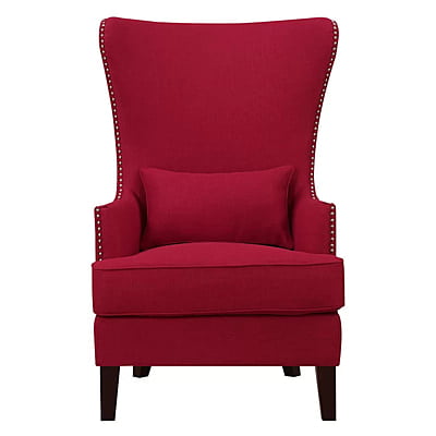 Vikinterio High back Upholstered Wingback Chair in Red Cherry Fabric