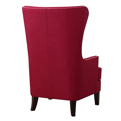 Vikinterio High back Upholstered Wingback Chair in Red Cherry Fabric