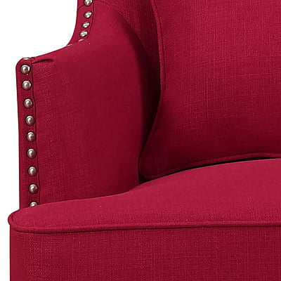 Vikinterio High back Upholstered Wingback Chair in Red Cherry Fabric