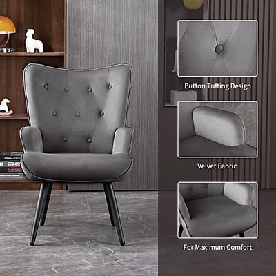Vikinterio Upholstered Wingback Chair