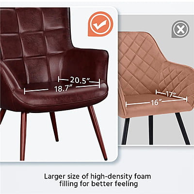 Vikinterio Butterfly Wingback Chair in Chesnut Brown Faux Leather