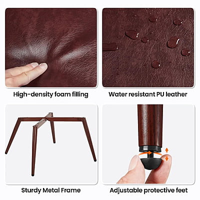 Vikinterio Butterfly Wingback Chair in Chesnut Brown Faux Leather