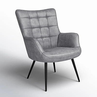 Vikinterio Upholstered Wingback Chair in Gray Polister fabric
