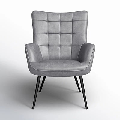Vikinterio Upholstered Wingback Chair in Gray Polister fabric