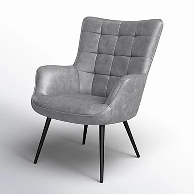 Vikinterio Upholstered Wingback Chair in Gray Polister fabric