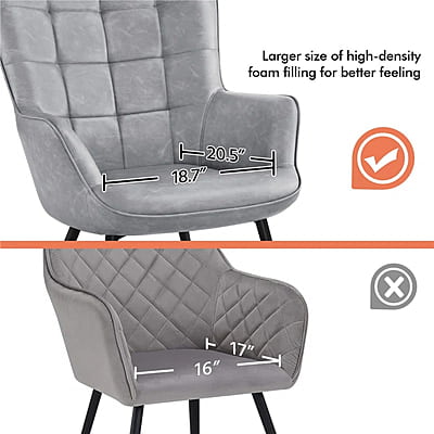 Vikinterio Upholstered Wingback Chair in Gray Polister fabric