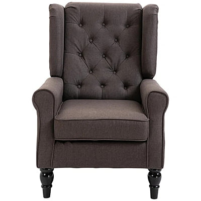 Vikinterio Morrisa Wingback Chairin Brown Polister Fabric