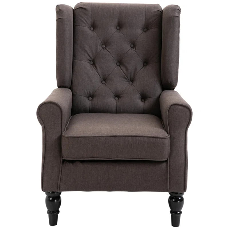 Vikinterio Morrisa Wingback Chairin Brown Polister Fabric