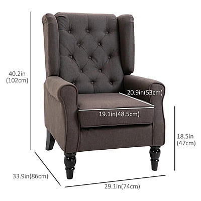 Vikinterio Morrisa Wingback Chairin Brown Polister Fabric