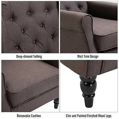 Vikinterio Morrisa Wingback Chairin Brown Polister Fabric