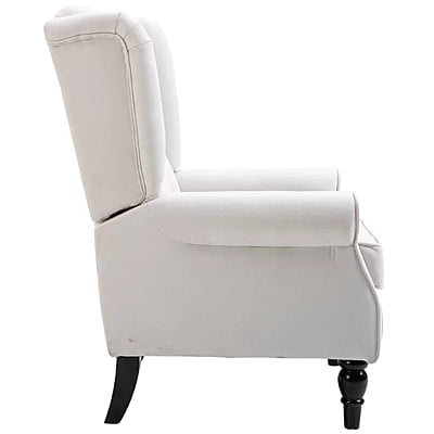 Vikinterio Morrisa Wingback Chair in Cream Polister Fabric