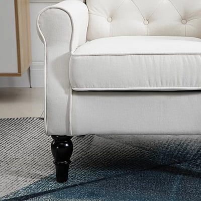 Vikinterio Morrisa Wingback Chair in Cream Polister Fabric