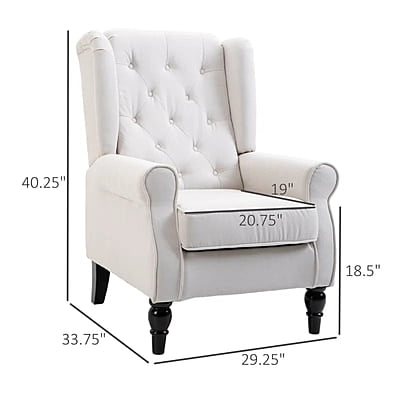 Vikinterio Morrisa Wingback Chair in Cream Polister Fabric