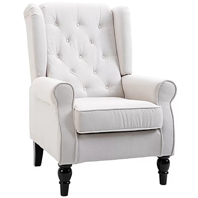 Vikinterio Morrisa Wingback Chair in Cream Polister Fabric