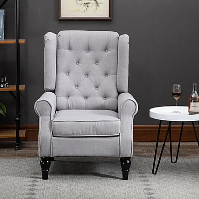 Vikinterio Morrisa Wingback Chairin Gray Polister Fabric