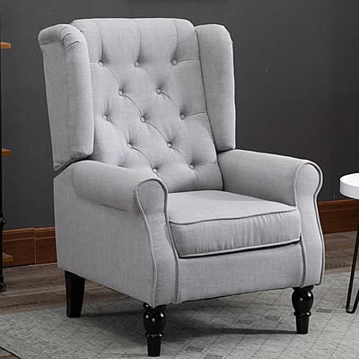 Vikinterio Morrisa Wingback Chairin Gray Polister Fabric