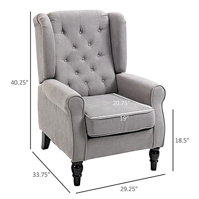Vikinterio Morrisa Wingback Chairin Gray Polister Fabric