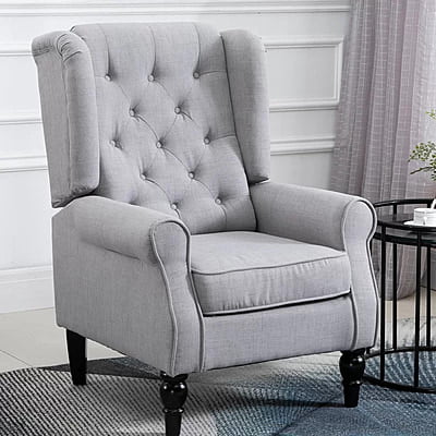 Vikinterio Morrisa Wingback Chairin Gray Polister Fabric