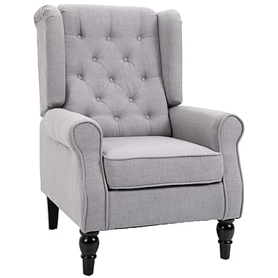 Vikinterio Morrisa Wingback Chairin Gray Polister Fabric
