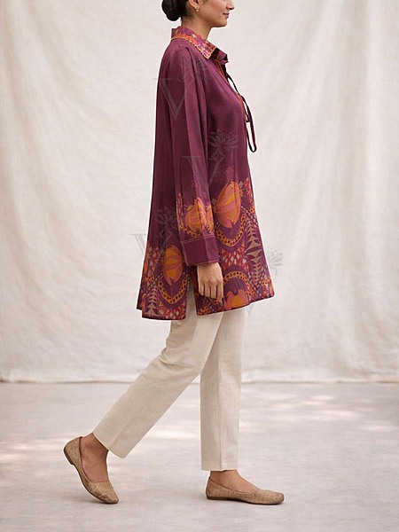 Black  Vasansi Silk Top-VJ23042501