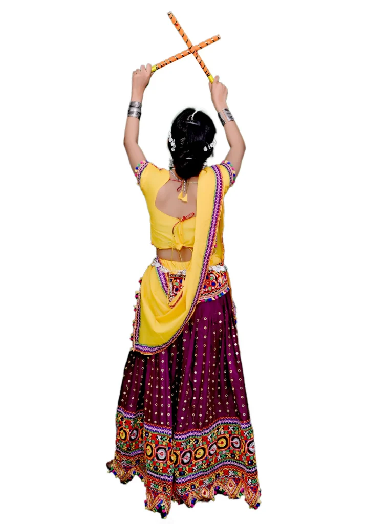 Garba Lehenga Fancy Dress Yellow & Wine Garba Lehenga Fancy Dress Yellow & Wine
