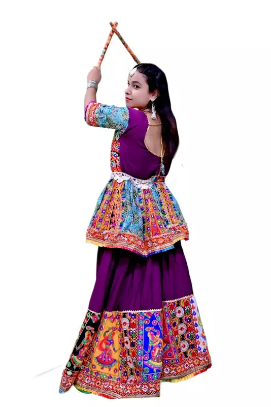 Koti Style Garba Lehenga Dance Costume For Girls