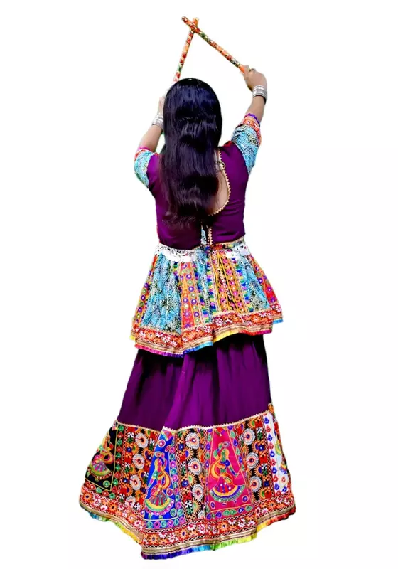 Koti Style Garba Lehenga Dance Costume For Girls