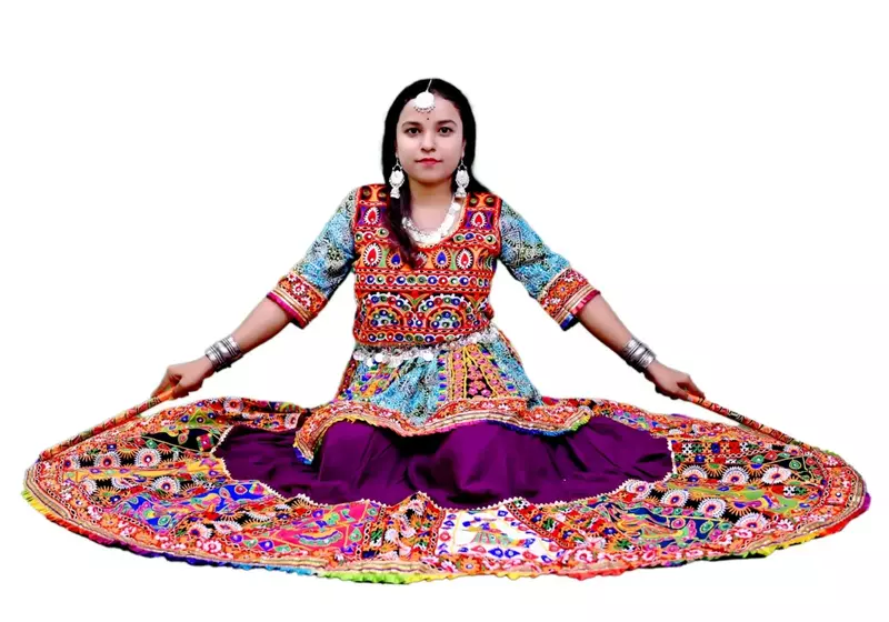 Koti Style Garba Lehenga Dance Costume For Girls