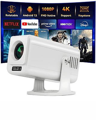 VP 510 Full HD Projector with Android 13, 4K Decoding, WiFi 6 & 270° Rotatable Design | Bright LED, Auto Focus, Keystone Correction, Bluetooth 5.0