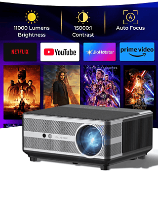 Projector VP-721 4K UHD Android ,21,000 Lumens, Android 9.0, 5G WiFi, Wireless Miracast, Dolby Audio, Electric Keystone, 360° Flip, HDMI/USB/AV Ports