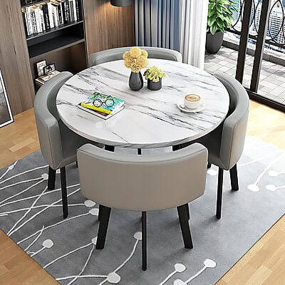 VIKINTERIO Maxico Round Space Saving Four Seater Dining Table Set VIKINTERIO Maxico Round Space Saving Four Seater Dining Table Set