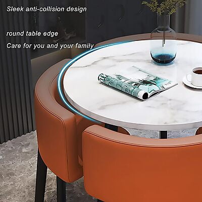 VIKINTERIO Maxico Round Space Saving Four Seater Dining Table Set VIKINTERIO Maxico Round Space Saving Four Seater Dining Table Set