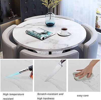 VIKINTERIO Maxico Round Space Saving Four Seater Dining Table Set VIKINTERIO Maxico Round Space Saving Four Seater Dining Table Set