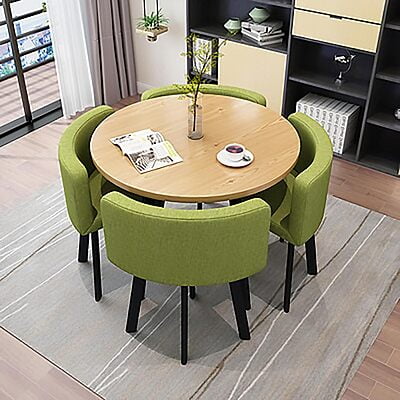 VIKINTERIO Maxico Round Space Saving Four Seater Dining Table Set VIKINTERIO Maxico Round Space Saving Four Seater Dining Table Set