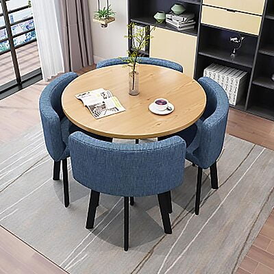 VIKINTERIO Maxico Round Space Saving Four Seater Dining Table Set VIKINTERIO Maxico Round Space Saving Four Seater Dining Table Set