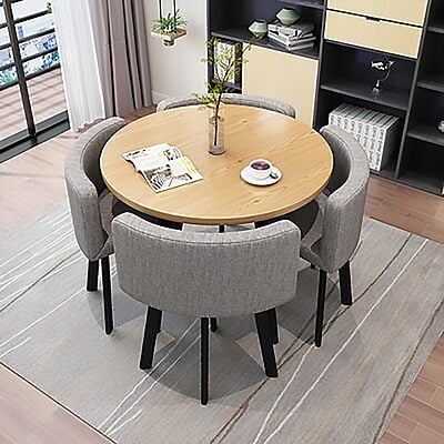 VIKINTERIO Maxico Round Space Saving Four Seater Dining Table Set VIKINTERIO Maxico Round Space Saving Four Seater Dining Table Set