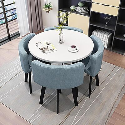 VIKINTERIO Maxico Round Space Saving Four Seater Dining Table Set VIKINTERIO Maxico Round Space Saving Four Seater Dining Table Set