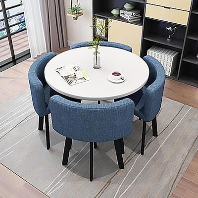 VIKINTERIO Maxico Round Space Saving Four Seater Dining Table Set VIKINTERIO Maxico Round Space Saving Four Seater Dining Table Set