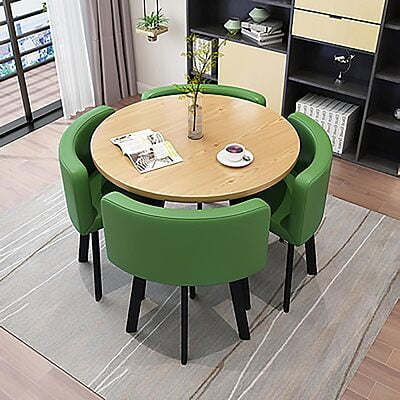 VIKINTERIO Maxico Round Space Saving Four Seater Dining Table Set VIKINTERIO Maxico Round Space Saving Four Seater Dining Table Set