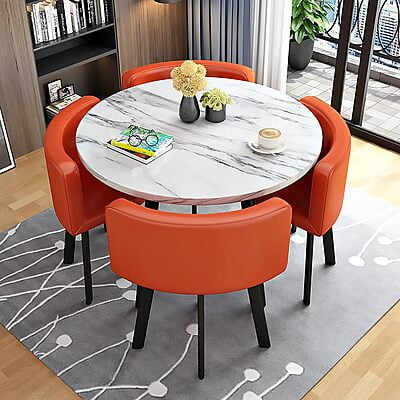 VIKINTERIO Maxico Round Space Saving Four Seater Dining Table Set VIKINTERIO Maxico Round Space Saving Four Seater Dining Table Set