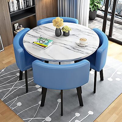 VIKINTERIO Maxico Round Space Saving Four Seater Dining Table Set VIKINTERIO Maxico Round Space Saving Four Seater Dining Table Set