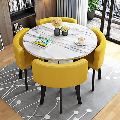 VIKINTERIO Maxico Round Space Saving Four Seater Dining Table Set VIKINTERIO Maxico Round Space Saving Four Seater Dining Table Set