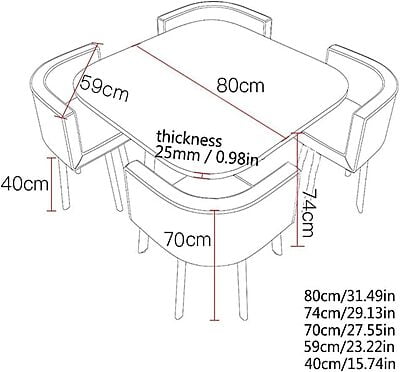 VIKINTERIO Maxico Space Saving Four Seater Dining Table Set VIKINTERIO Maxico Space Saving Four Seater Dining Table Set