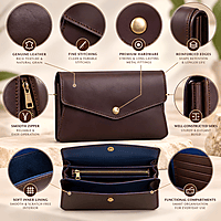 The Riviera Dual-Tone Leather Envelope Clutch – Espresso Brown