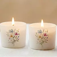 Vanilla scented candle set of 2 in pastel wildflower matte jars — Mellow Moments