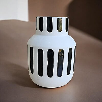 Black and White Striped Ceramic Vase Black and White Striped Ceramic Vase