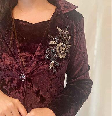 Velvet Co-Ord Set 1-Wine-2
