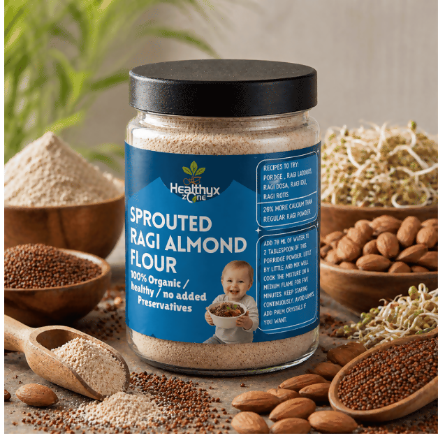 Sprouted Ragi Almond Flour | Healthyx Zone